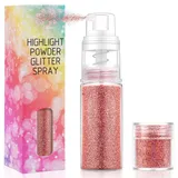 AOOWU Glitzer Spray, 12g Glitzerspray für Face und Body, Glitzer Gesicht für Haare und Kleidung, Shimmmer und Sparkling Paillettens für Festival, Halloween, Karneval(Rosa)