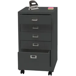 Rollcontainer MCW-L49, Schubladenschrank Stahlschrank Aktenschrank, Metall 75x40x41cm 5 Schubladen ~ dunkelgrau