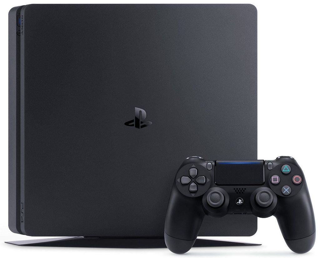 Sony PlayStation 4 (PS4) Slim 500 GB Jet Black 2 Controller Neu