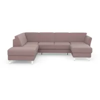 Wohnlandschaft SIT & MORE "Visby U-Form", rosa (altrosa), B:303cm H:87cm T:213cm, Sofas, Wohnlandschaft, Wahlweise mit Bettfunktion und Stauraum, frei im Raum stellbar