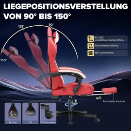 GTPLAYER Gaming Stuhl Ergonomisch Rot PC