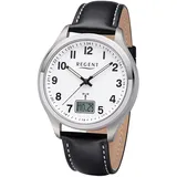 REGENT Herren Funkuhr Titan Analog-Digital mit Lederband 1501564