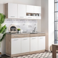 Küchenzeile ohne Geräte Küche Einbauküche Küchenblock Modern Weiß Homestyle4u