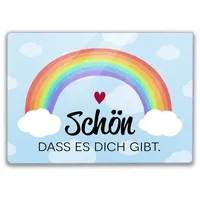 speecheese Schön dass es dich gibt Schneidebrett mit Regenbogen ein buntes Küchenbrett für zu Hause Frauen Geburtstag Glas Schneidbrett Motiv Liebe Mutter Oma Lieblingsmensch