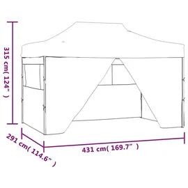 vidaXL Faltzelt Pop-Up 3 x 4,5 m cremeweiß inkl. 4 Seitenteilen