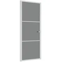 vidaXL Haustür Innentür 83x201,5 cm Weiß ESG-Glas und Aluminium (1-St) 83 cm