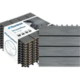 WPC Fliesen Terrassenfliesen Klickfliesen Balkonfliesen wetterfest Classic Grau 30x30 cm 11 Stück (1m2) - Grau