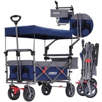 Arebos Bollerwagen Premium faltbar mit Dach Handwagen Faltwagen, klappbar,