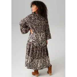 aniston plus Midikleid Animal-Zebra-Printmix Beige/Braun/Schwarz 42