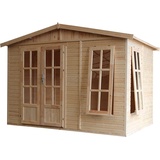 TIMBELA Gartenhaus Holz 6 m2 - H232 x 332 x 222 cm - Große multifunktionale Gartenhütte - Gerätehaus Holz Garten-Studio – Holzhaus Office im Garten - Grau bituminöse Schindeln M334FB+H334FBGREY