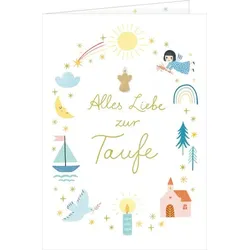 COPPENRATH 71996 Grußkarte - Alles Liebe zur Taufe (mit kleinem Engelanhänger)