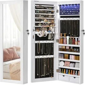 Songmics Schmuckschrank hängend mit 6 LED-Glühbirnen