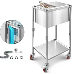 VEVOR 28L Ice Chest Kühlwagen Kühlbehälter Edelstahl Rollbar Getränkekühler