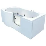 AcquaVapore Whirlpool-Badewanne AcquaVapore Sitzwanne Whirlpool Badewanne mit Tür S12-WP-R 85x170cm, (1-tlg) weiß