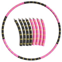 SHG Hula-Hoop-Reifen 8 teilig bis 94 cm, Edelstahlkern befüllbar 0,8 – 4 kg rosa|schwarz