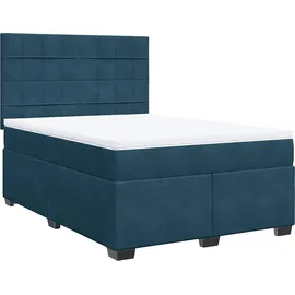 vidaXL Boxspringbett mit Matratze Blau 140x200 cm Samt