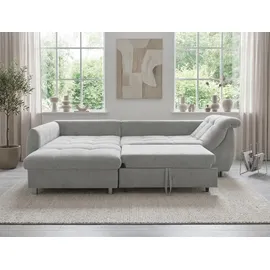luma-home Ecksofa Schlafcouch L-Garnitur Bettkasten Ottomane links, Mikrofaser in Grau / 17002 - Grau