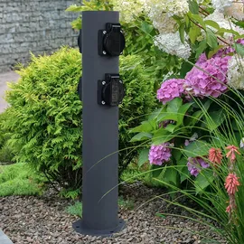 ETC Shop Gartensteckdose 4 Fach Anthrazit 2 St.