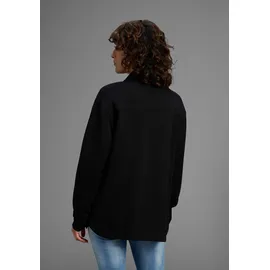 KangaROOS Hemdjacke KANGAROOS, Damen, Gr. 40/42, blau (schwarz), Web, Obermaterial: 70% Viskose, 25% Polyester, 5% Elasthan, figurumspielend hüftbedeckend, abgesteppt, Jacken, Overshirt mit Knopfleiste