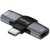Equip Adapter USB-C->2xUSB-C 10Gbps PD 100W Alu. / Adapter (133479)