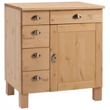 Home Affaire Unterschrank HOME AFFAIRE "Oslo", beige (natur gebeizt, gewachst), B:75cm H:85cm T:60cm, Massivholz, Schränke, Unterschrank, 75 cm breit, 1 Tür, 5 Schubladen, aus Kiefer, Metallgriffe