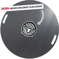 Feuerplatte 80cm 5mm inkl. Grilleinsatz für Feuertonne #02
