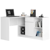 Akord Eck-schreibtisch B17 2-in-1 Kombination mit Kommode In Der Farbe Weiß Schublade, und 6 Ablagen B120 x H79 x T126, Cm