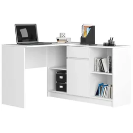 Akord Eck-schreibtisch B17 2-in-1 Kombination mit Kommode In Der Farbe Weiß Schublade, und 6 Ablagen B120 x H79 x T126, Cm