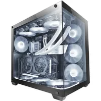 Mars Gaming MCV4 Schwarz, Custom XXL E-ATX Gaming Tower, Rahmenloses Front und Seitenfenster Gehärtetem Glas, Modularer Doppelkammerrahmen