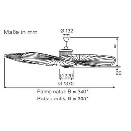 CasaFan Caribbean Dream Eco II Timer 137 cm Deckenventilator palme/natur