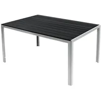 INDA-EXCLUSIV / Alu Polywood Gartentisch silber/schwarz 90/150/180cm-D726898-var