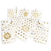 Frau Wundervoll DIY Adventskalender zum Befüllen Weihnachtszeit, Blockbodenbeutel 12(L)x7(B)x24(H)cm