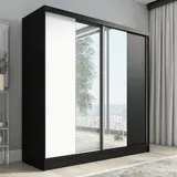 A&J MöbelLand Schiebetürenschrank DUO 200 x 215 x 59,5 cm Weiß/Schwarz