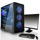 SYSTEMTREFF Gaming Komplett Set - Ryzen 5 5600G - AMD RX Vega - 7Core 4GB - 8GB 3 - 256GB SSD +  - 24 Zoll TFT - Windows 11 Pro - Desktop PC Computer