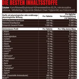 Powerstar Food Amino Mass Aminosäuren Tabletten 500 Stück