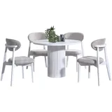 JV Möbel Lakonischer Designertisch 100 x 75 x 100 cm weiß