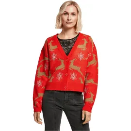 URBAN CLASSICS Oversized Christmas Pullover Red / Gold XS
