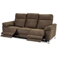 Ibbe Design Braun Stoff 3er Sitzer Relaxsofa Couch mit Elektrisch Verstellbar Relaxfunktion Heimkino Sofa Doha mit Fussteil, Federkern, 222x96x101 cm