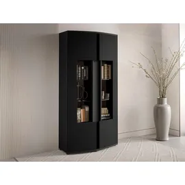 Mirjan24 Vitrine, Schwarz, Holzwerkstoff, Rechteckig, 87x180x47 cm, Wohnzimmer, Wohnwände, Vitrinenschränke