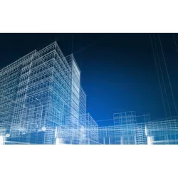 Fototapete PAPERMOON "Haus Blaupause", bunt, B:4,50m L:2,80m, Vlies, Tapeten