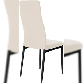 CLP 4er Set Esszimmerstühle Mayfair creme/Kunstleder