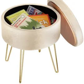 Tectake tectake® Sitzhocker mit Stauraum, rund, gepolstert, in Samtoptik
