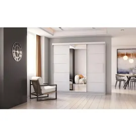 imoebel24 Schwebetürenschrank Alba 250 x 218 x 61 cm Weiß
