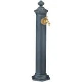 Relaxdays Standbrunnen Antik, mit Wasserhahn, HBT: 84x21,5x25 cm, Wasserzapfsäule Garten, Terrasse, Zierbrunnen, grau