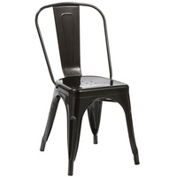Duhome Esszimmerstuhl, Küchenstuhl Stuhl Esszimmerstuhl aus METALL Sitzfläche aus Holz stapelbar schwarz