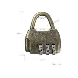 HMF Vintage Deko Zahlenschloss Vorhängeschloss, 3-Stellig, Gold