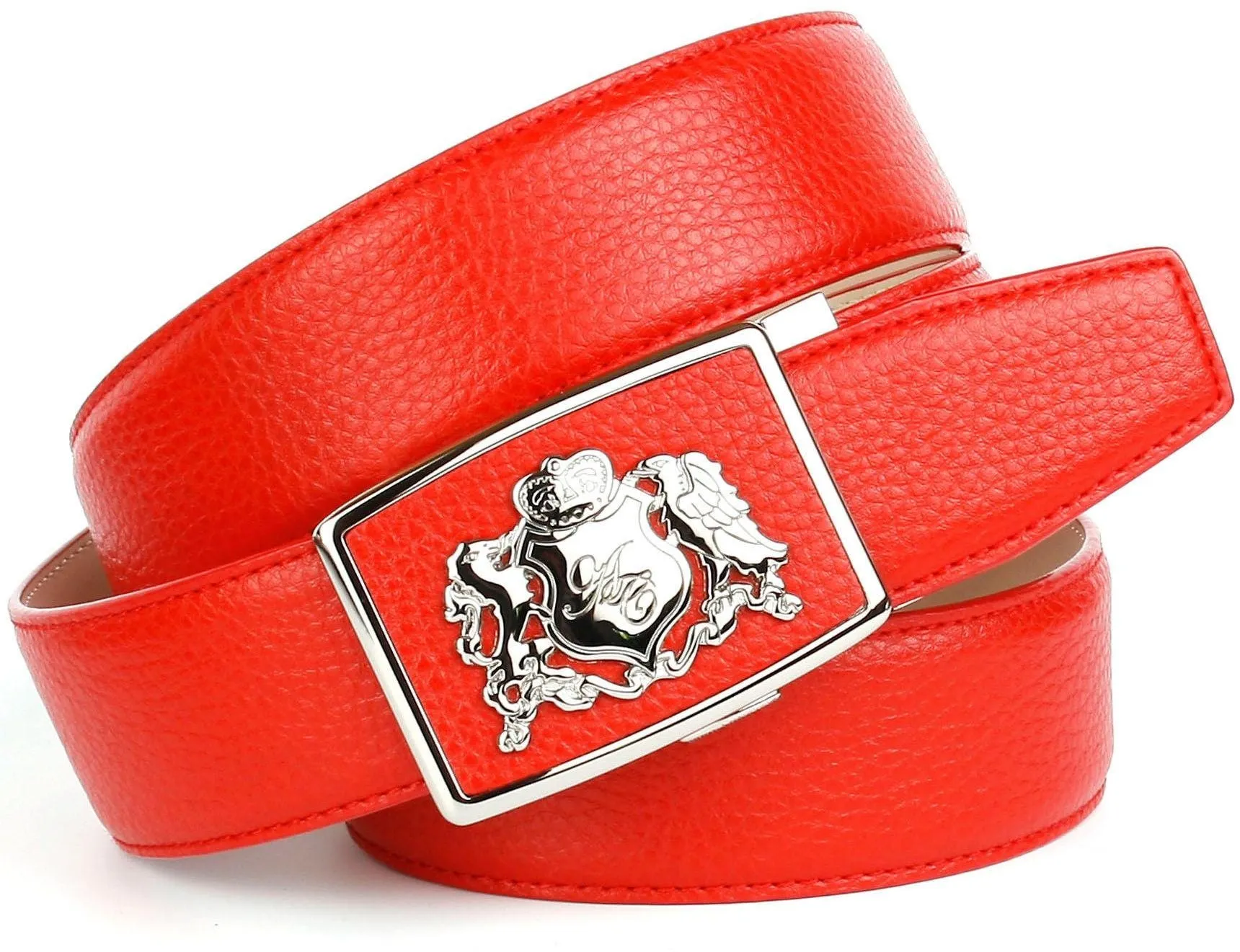 Ledergürtel ANTHONI CROWN Gr. 110, rot Damen Gürtel Breite mit Anthoni Crown Wappen, helle Rückseite