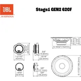 JBL Stage1 62CF 2-Wege Rund Auto Komponentensystem 80 W RMS 640W Max 4Ohm 60Hz