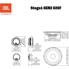 JBL Stage1 62CF 2-Wege Rund Auto Komponentensystem 80 W RMS 640W Max 4Ohm 60Hz
