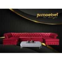 JVmoebel Ecksofa, Chesterfield Samt Ecksofa U-Form Wohnlandschaft Polsterecke Sofa rot